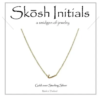 Skosh Sideways Initial Necklace-Gold