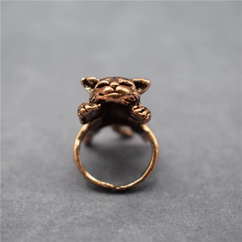 Sleeping Kitten Adjustable Ring