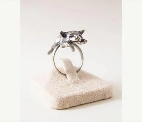 Sleeping Kitten Adjustable Ring