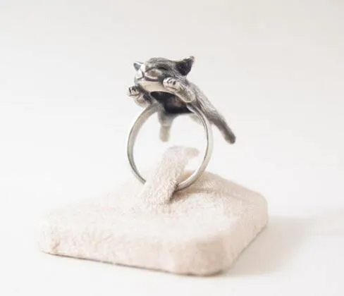 Sleeping Kitten Adjustable Ring