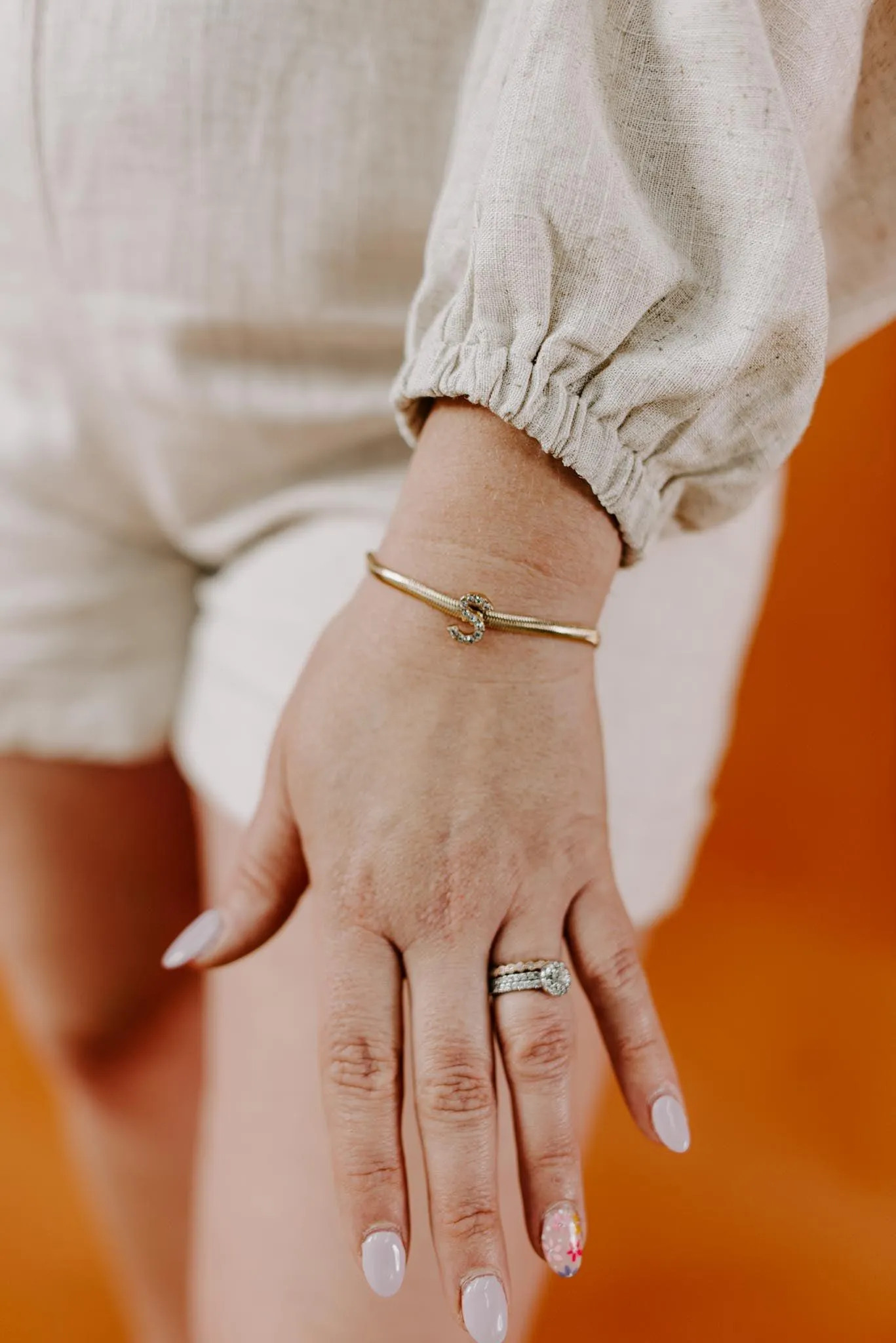 Snake Chain Initial Bracelet| J