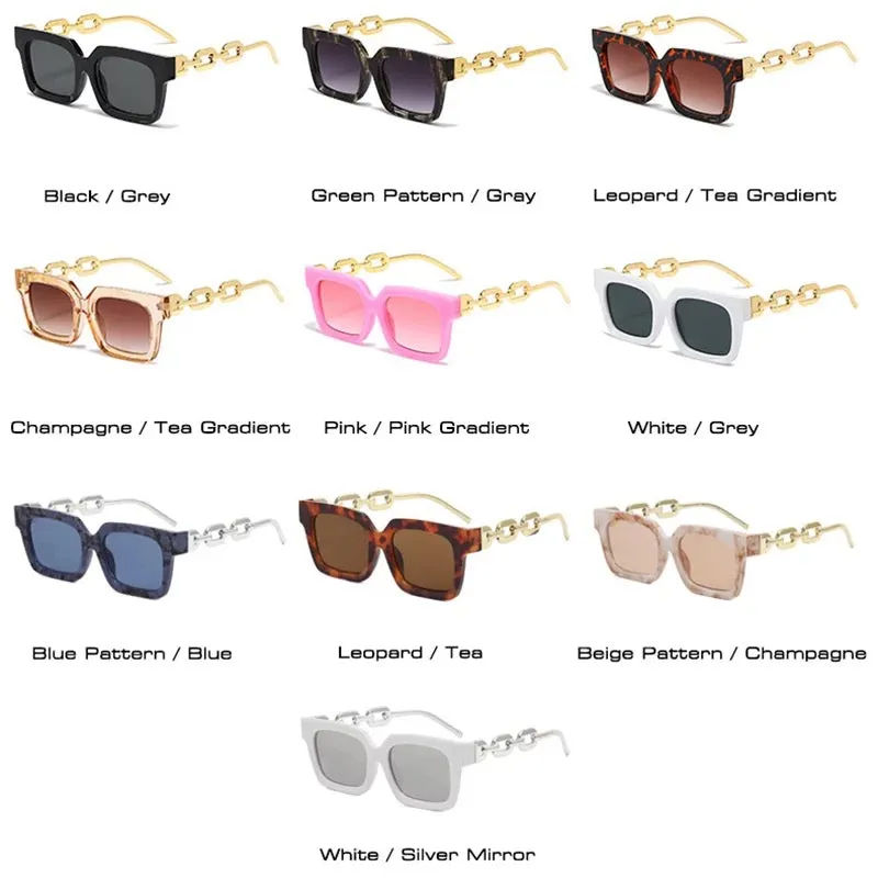 Square Retro Unique Chain Sunglasses