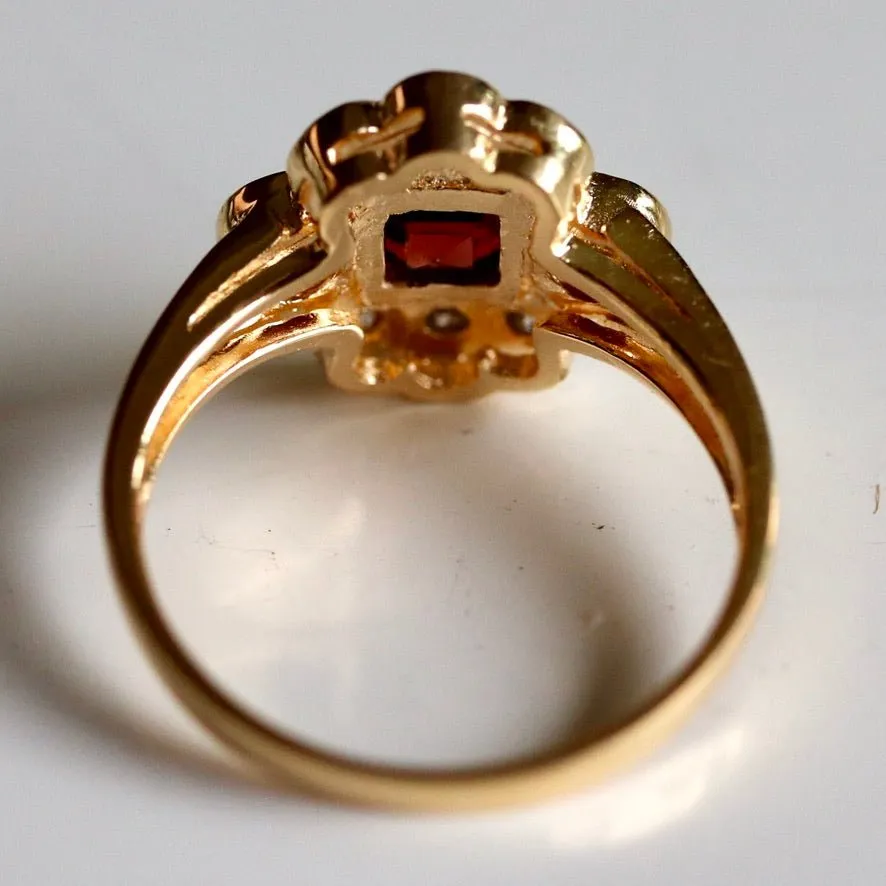 St. Nicholas 14k Gold Garnet and Diamond Ring