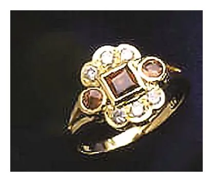 St. Nicholas 14k Gold Garnet and Diamond Ring