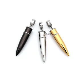 Stainless Steel Openable Bullet Pendant with CZ on Ring - Keepsake | Memorial