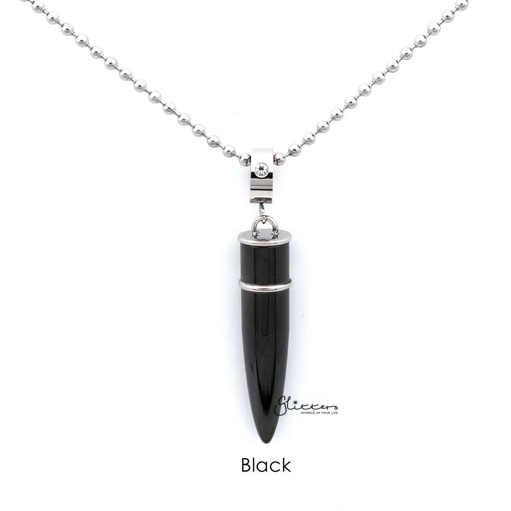 Stainless Steel Openable Bullet Pendant with CZ on Ring - Keepsake | Memorial