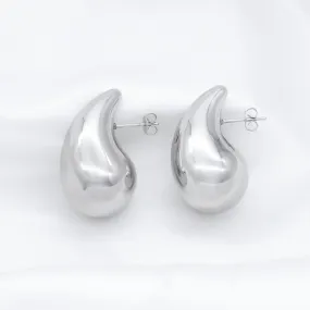 Stainless Steel Teardrop Earrings - Silver