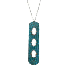 Sterling 925 silver hamsa turquoise choker -63388