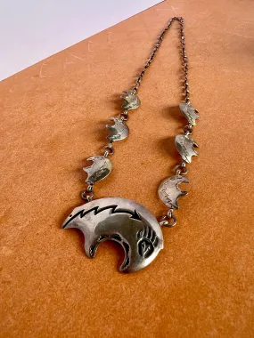 Sterling Native American Bear Necklace