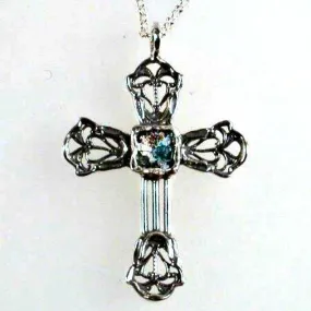 Sterling Silver cross with Roman Glass, Silver Cross for woman with Roman Glass