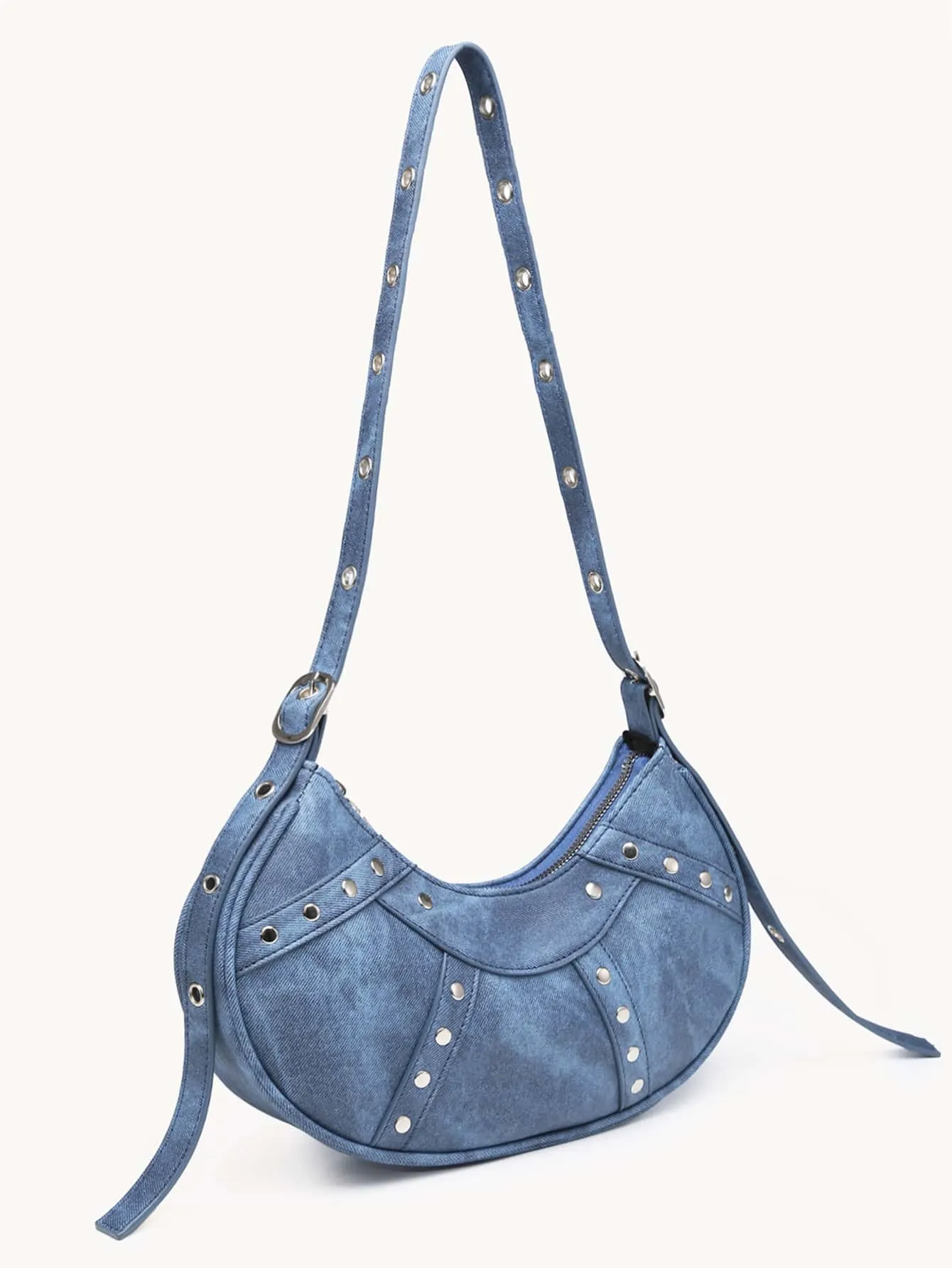 Studded Decor Hobo Bag