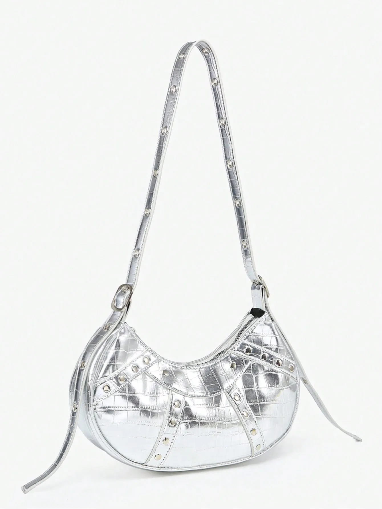 Studded Decor Hobo Bag