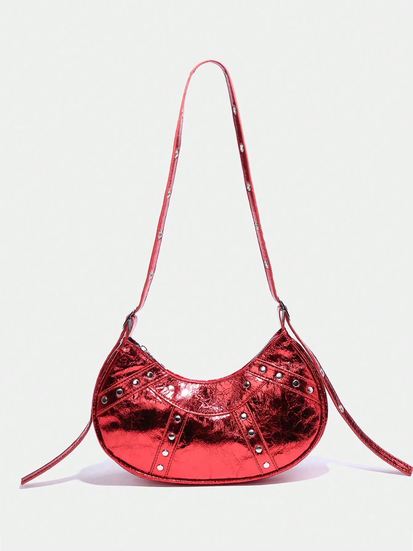 Studded Decor Hobo Bag