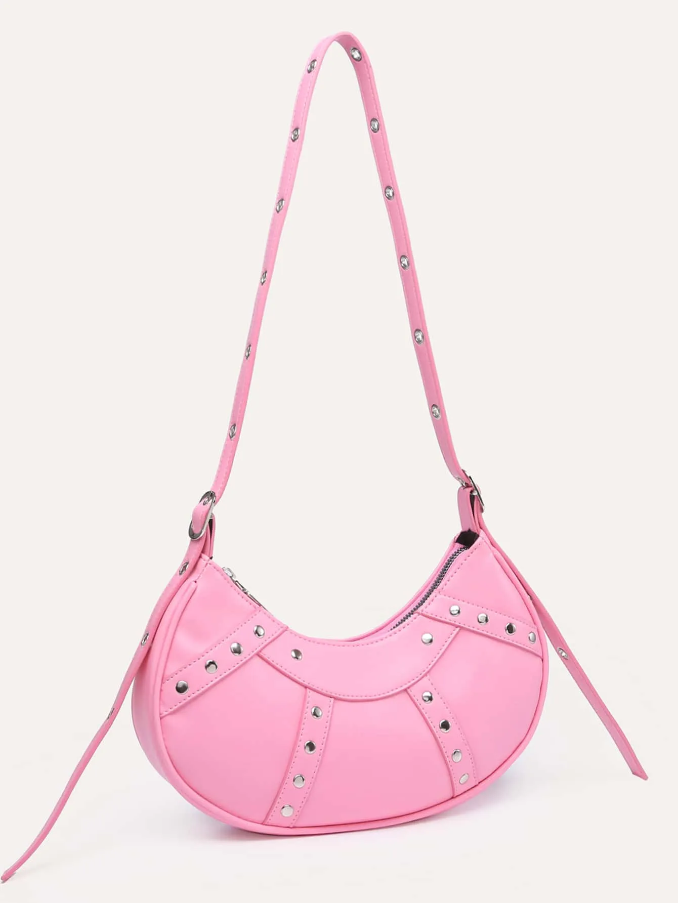 Studded Decor Hobo Bag