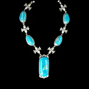 Stunning Handmade Turquoise & Silver Necklace - 20.5