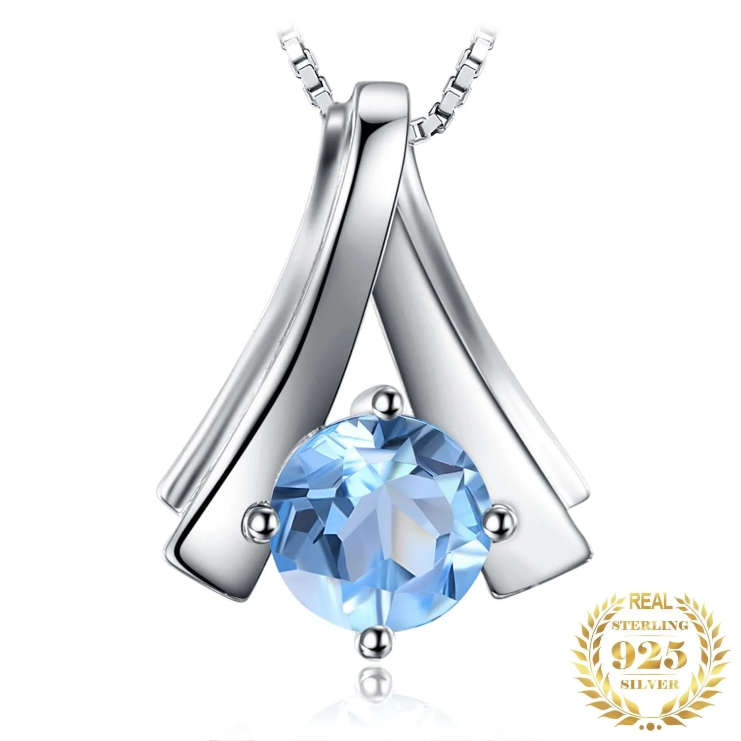 Stylish Natural Sky Blue Topaz Pendant - 925 Sterling Silver ( no Chain included )