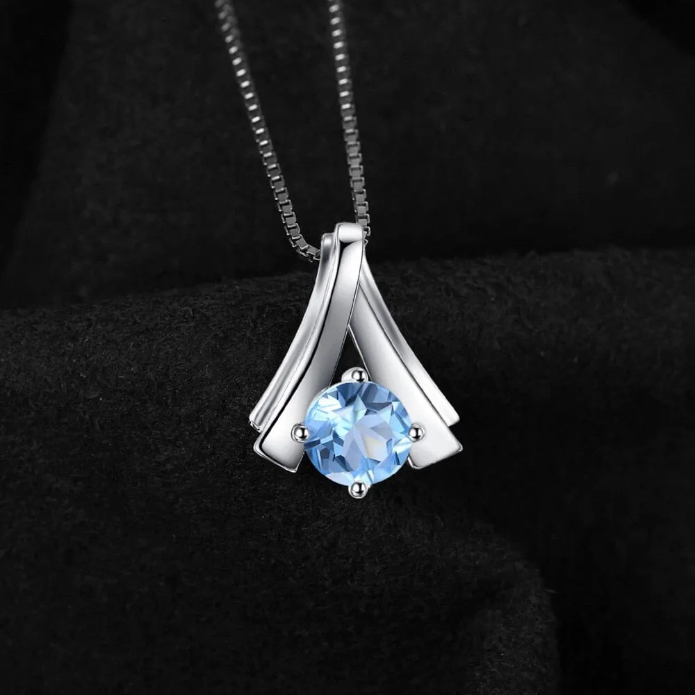 Stylish Natural Sky Blue Topaz Pendant - 925 Sterling Silver ( no Chain included )