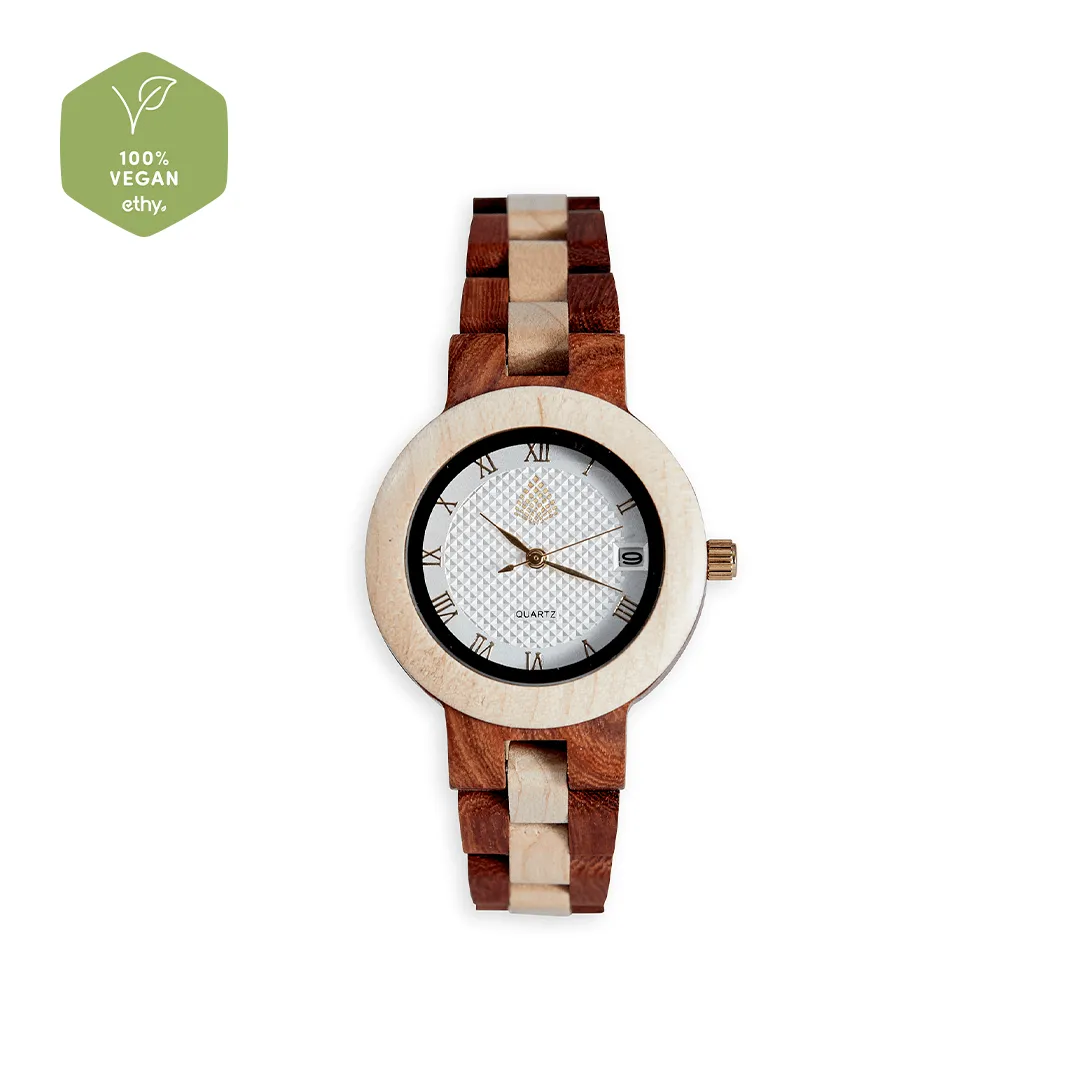 The Hazel Women's Vegan Wooden Watch | Beige & Brown