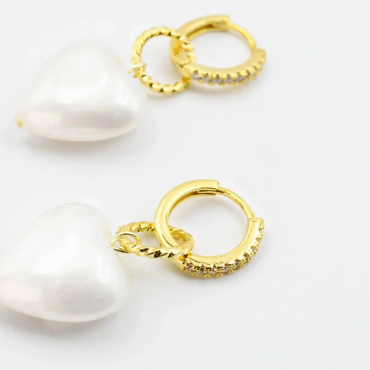 Treasure Jewels - Pearl Drop Heart Earrings - 2 Colors  - PREORDER