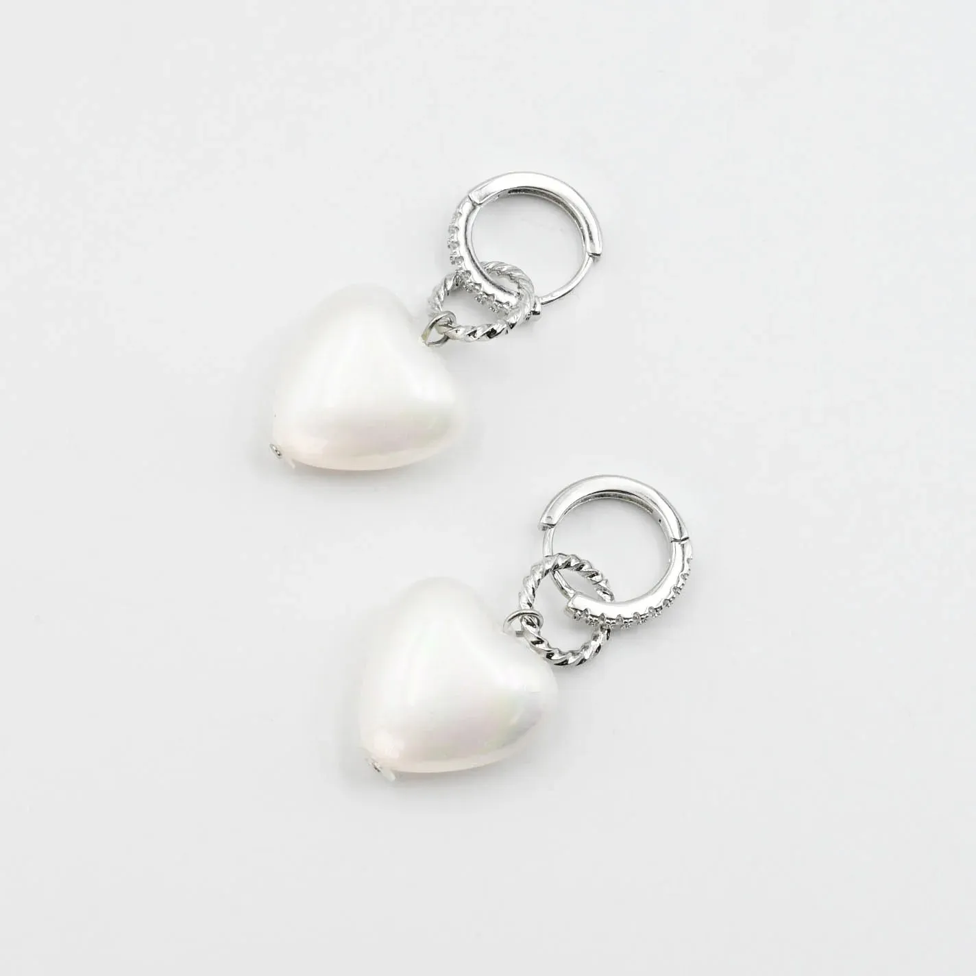 Treasure Jewels - Pearl Drop Heart Earrings - 2 Colors  - PREORDER