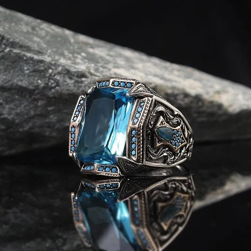 Vintage Handmade Turkish Mysterious Totem Ring For Men