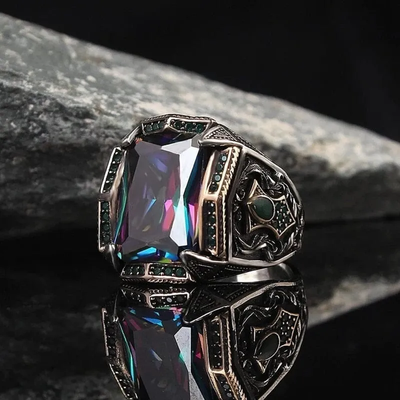 Vintage Handmade Turkish Mysterious Totem Ring For Men