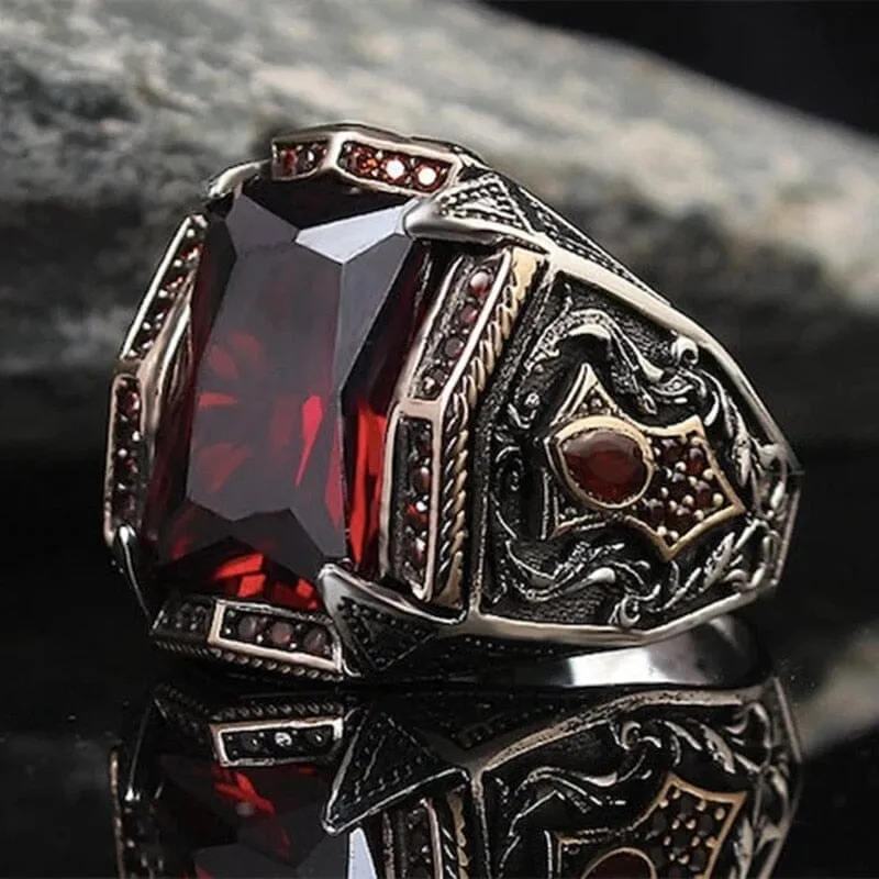 Vintage Handmade Turkish Mysterious Totem Ring For Men