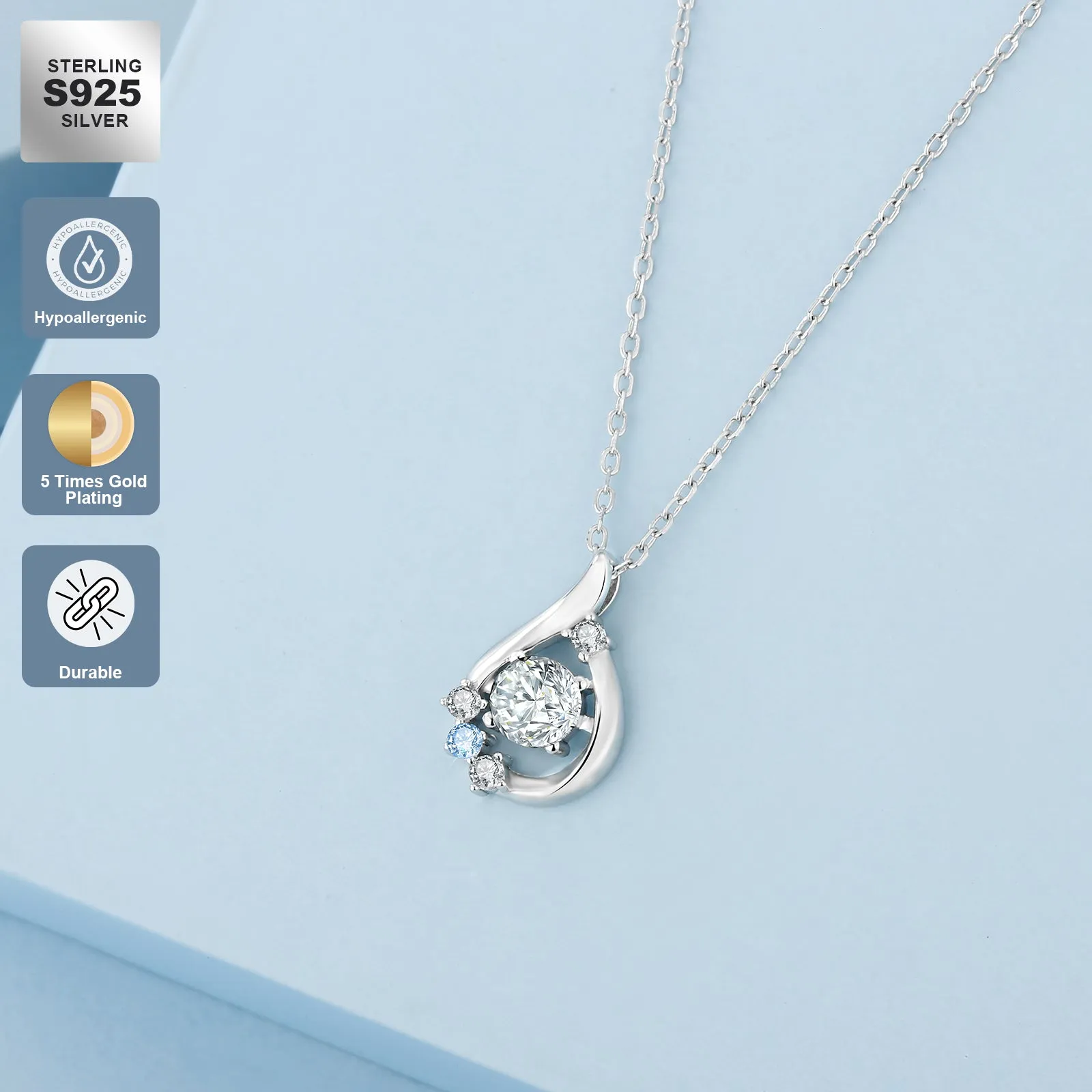 Water Drop VVS1 Moissanite Pendant Necklace for Women 0411 BL