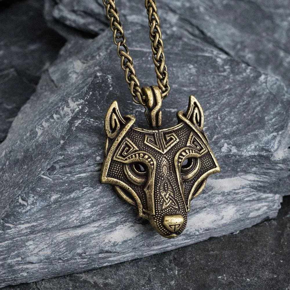 Wolf Head Viking Pendant - Metal Chain