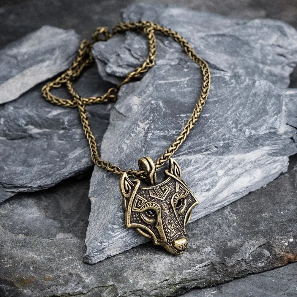 Wolf Head Viking Pendant - Metal Chain