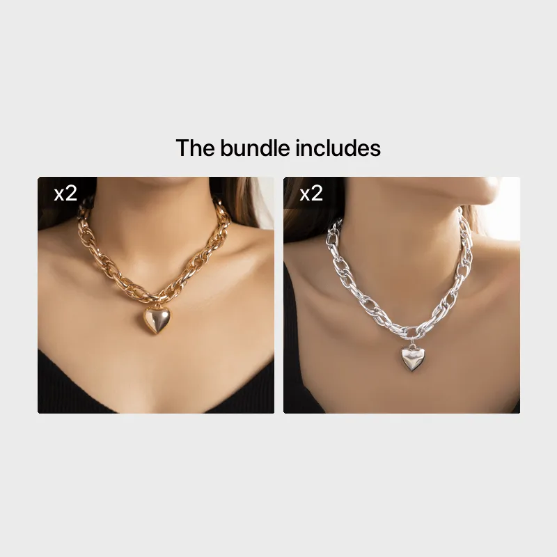 Women's Stylish Hip Hop Heart Chain Necklace - Add a Touch of Elegance to Your Look!